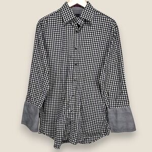 Paul Smith London French Cuff Dress Shirt Men 16.5 39 Black White Gingham Italy